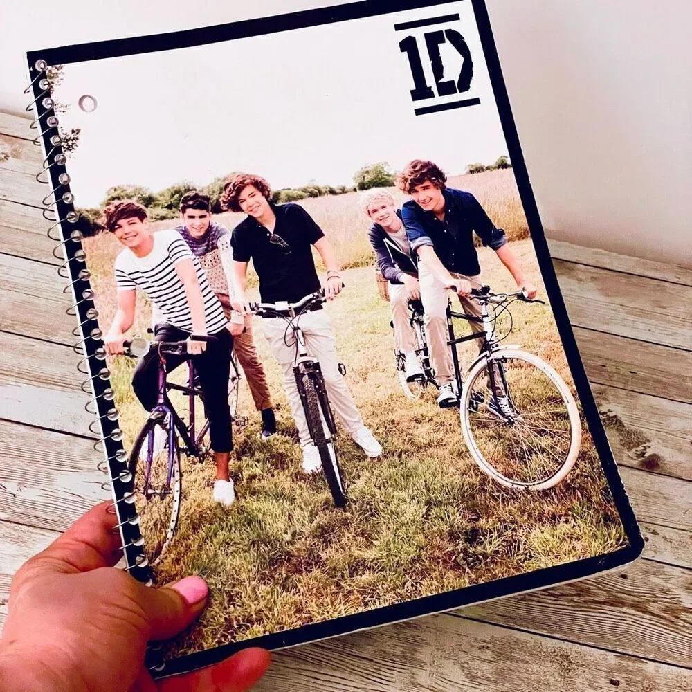 NWT Gorgeous 1D One Direction on bicycles Spiral 70 Pages Notebook